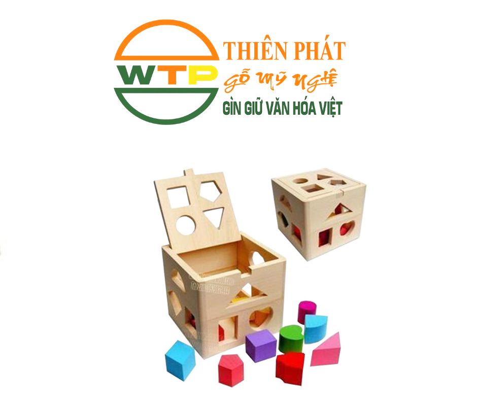 Đồ chơi gỗ hộp thả hình khối thông minh Montessori